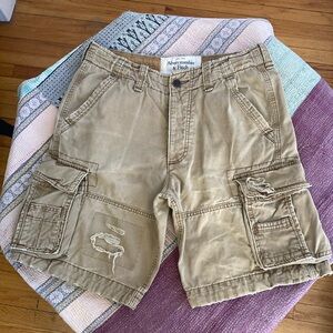 VTG Y2K Abercrombie & Fitch Mens Cargo Shorts Sz 32 Distressed Heavy Military
